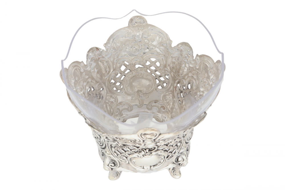 Bomboniera obiecte argint masiv - bomboniera stil victorian cu sticla