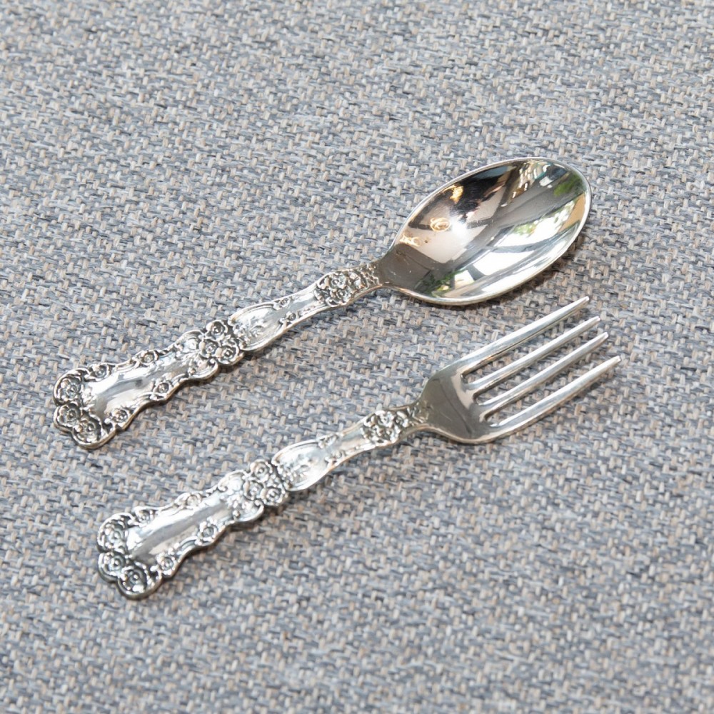 Set lingurita si furculita argint pentru copii - cadouri botez - personalizate prin gravura