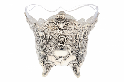 Bomboniera obiecte argint masiv - bomboniera stil victorian cu sticla